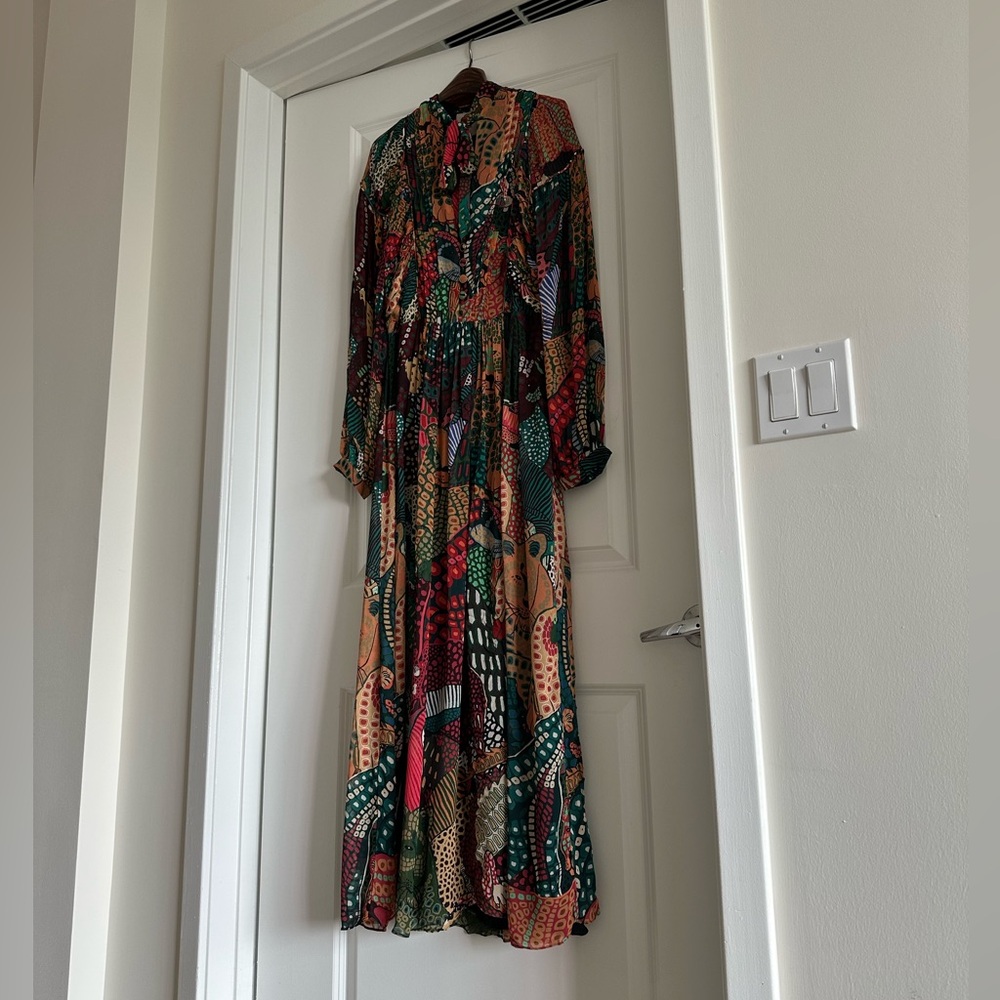 Farm Rio Fauna Mix Multicolor V Neckline Maxi Dress - Picture 6 of 11